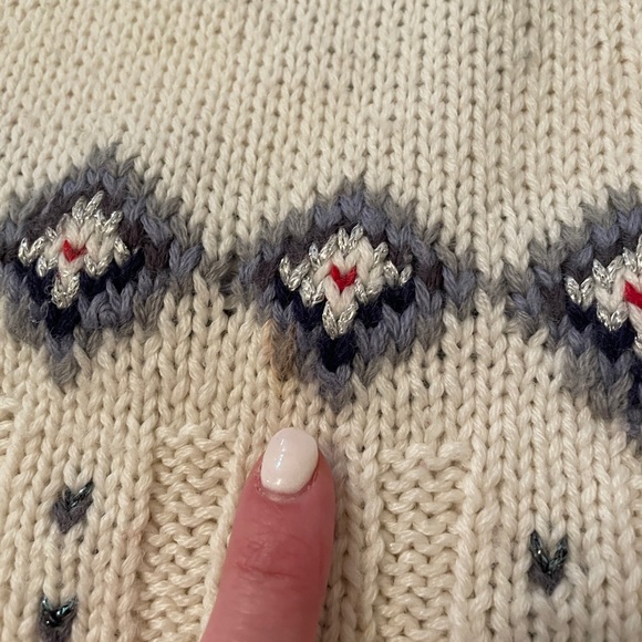 Gorsuch Ltd Wool White Winter Sweater- Skiing, Snowflakes. - Picture 9 of 10